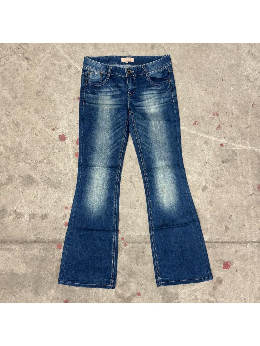 Vintage Y2K Ultra Low Rise Jeans Faded Sandblasted Vero Moda Denim